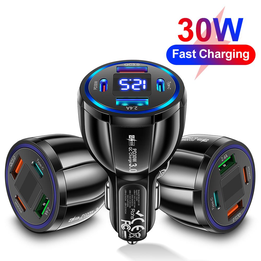 30W Type C USB Car Charger Fast Charging For iPhone15 Pro Max Xiaomi 14 Samsung Huawei Quick Charge 3.0 Car Mobile Phone Charger