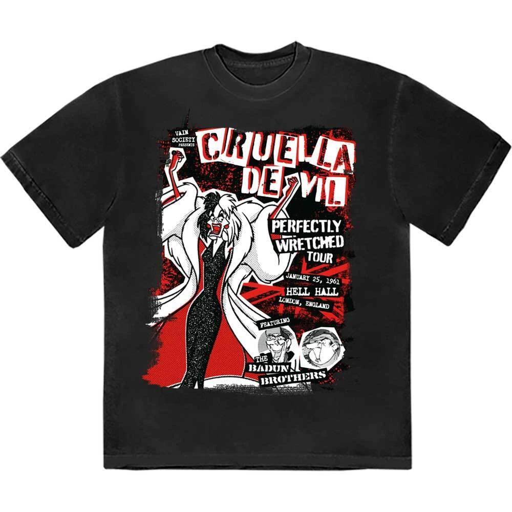 Disney 101 Dalmatians Cruella Tour T-Shirt Black New S