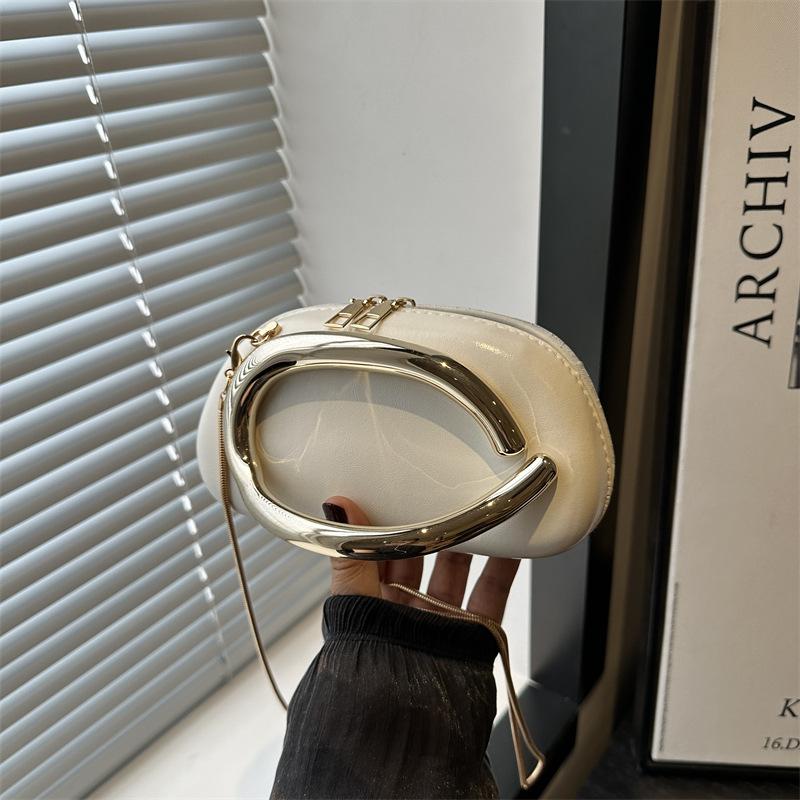 

Retro niche trend hand box small square bag banquet versatile light luxury chain shoulder messenger bag белый