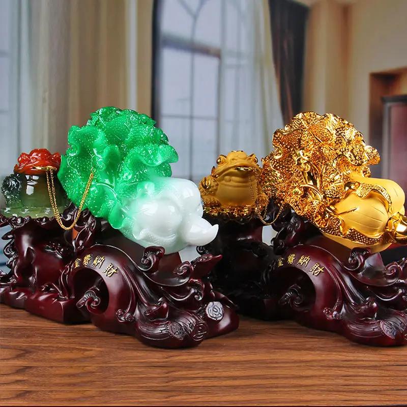 Lucky Golden Toad Cabbage Office Living Room Gold Cicada Toad Craft Gift