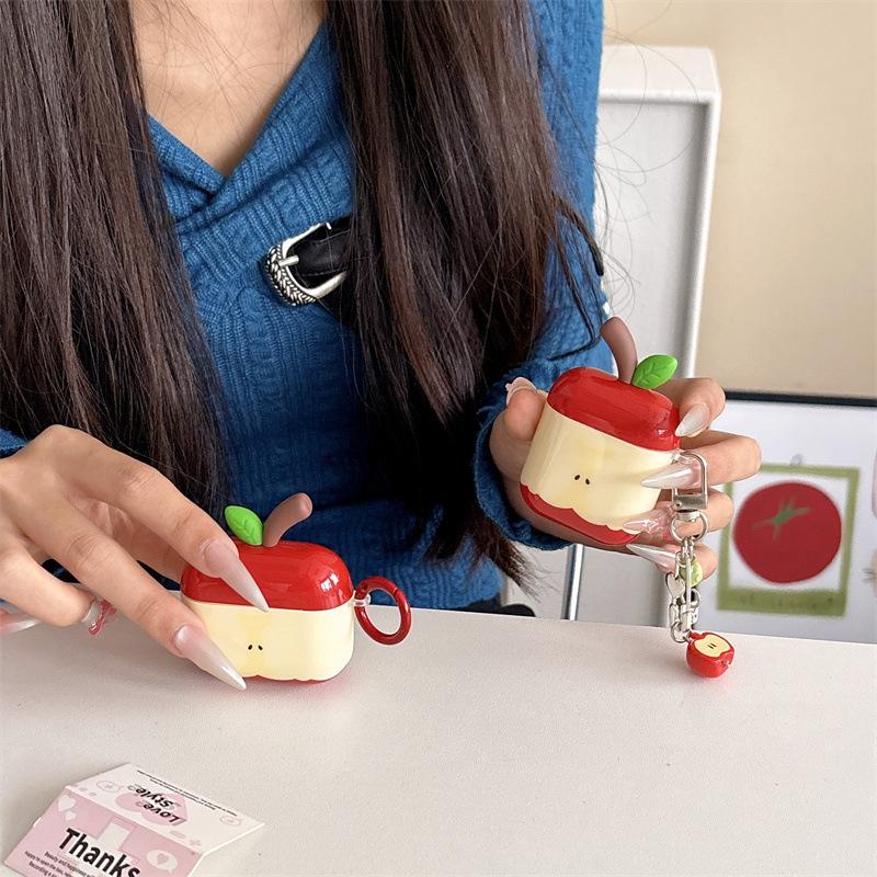Japan and South Korea Cute Three-dimensional Apple Pendant for AirPods 1 /1 Earphone Protective Case Cover 1pro Second and Third Generation New Models