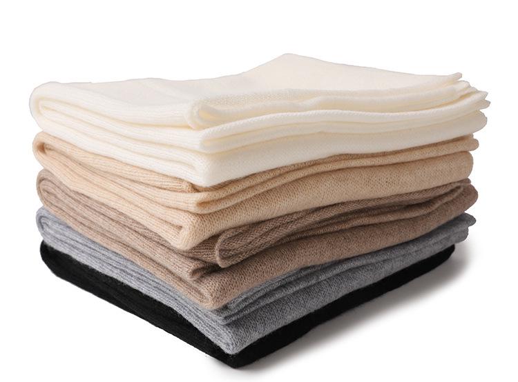 New Solid Color Cashmere Knit Scarf - Fashionable Winter Shawl for Couples