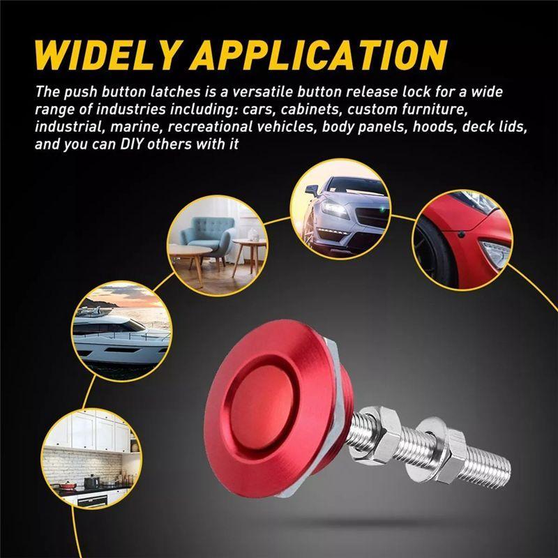 8 X Red Push Button Quick Release Hood Bonnet P Lock Clip Car Bumper Latch Kit Hood Bonnet P Lock Clip 30Mm Red