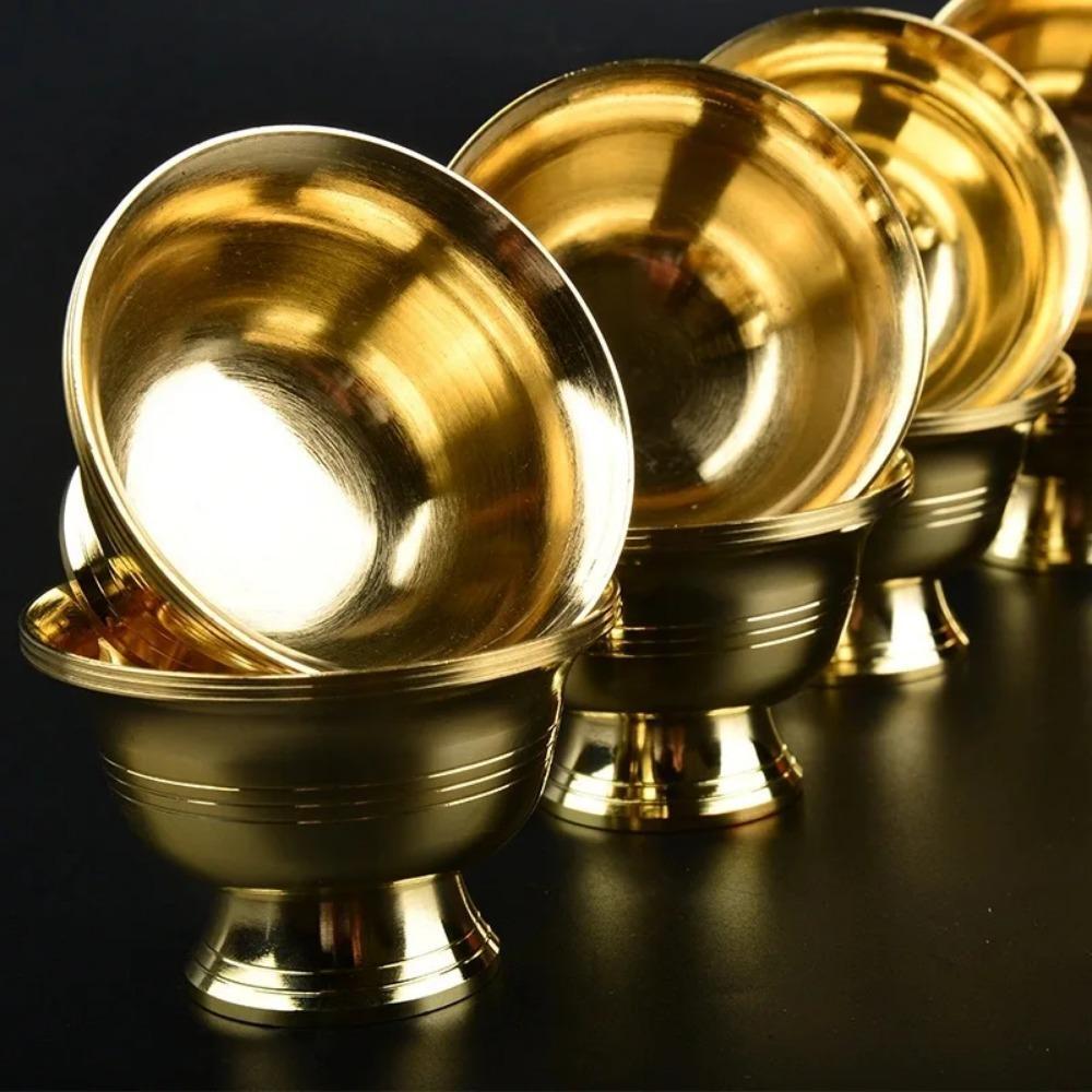 1Pc Golden Home Pure Copper Drinking Bowl Brass Auspicious Tibetan Holy Water Cup Tea Creative Decorative Buddhist Gift