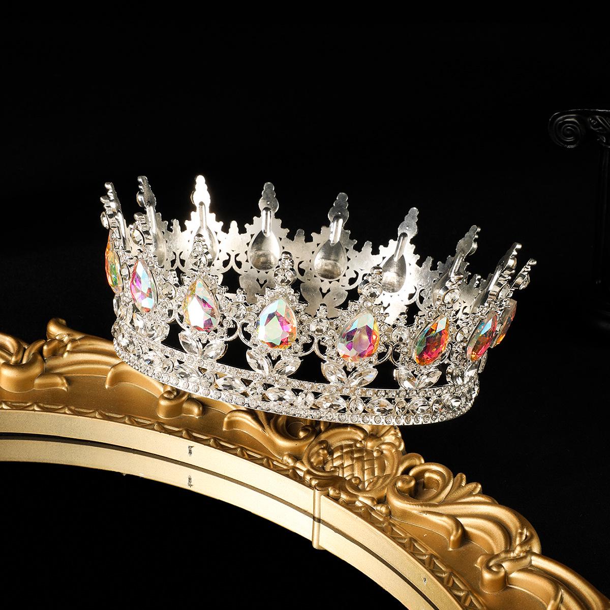 European-American Queen Crystal Alloy Round Crown Wedding Headdress