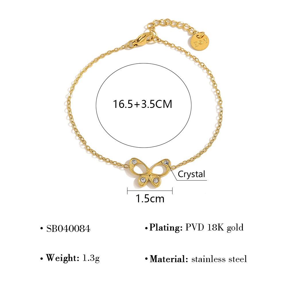 Waterproof Non Tarnished 18K PVD Gold Stainless Steel Stacked Flower Multi-layer Heart-shaped butterfly Bracelet