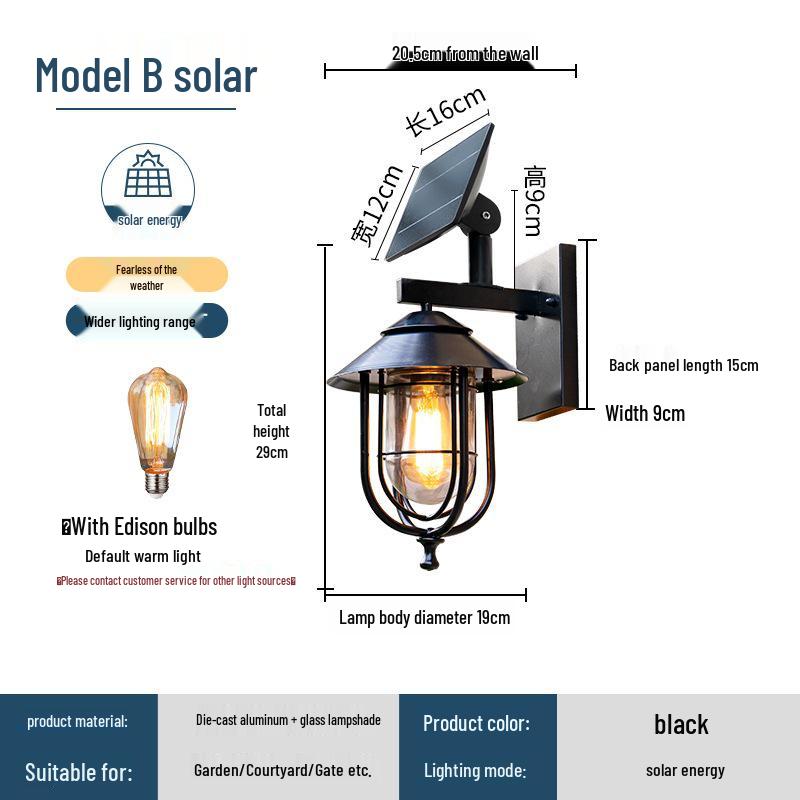 European Style Waterproof Solar Wall Lamp: Super Bright Antique Design for Outdoor Courtyards, Corridors, and Villa Hallways