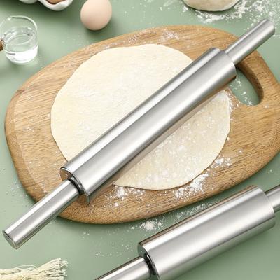 Professional Stainless Steel Dough Roller For Bread Dumplings Nonstick Rolling Pin For Baking Cakes Cookie Bread