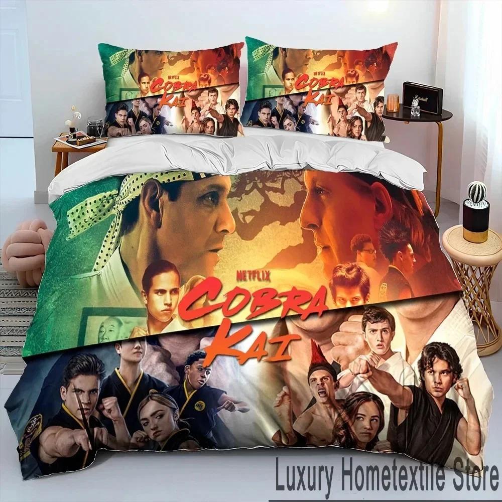 3D Cobra Kai Amanda TV Karate Bettdecken-Set, Bettbezug, Bettset, Steppdecke, Kissenbezug, King-Queen-Size-Bettwäsche-Set für Kinder
