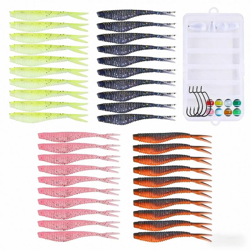 High Elasticity Lure Soft Bait Set New Model Stop-Start Soft Body Fake Bait Universal for Bass and Mandarin Fish Special Fishing