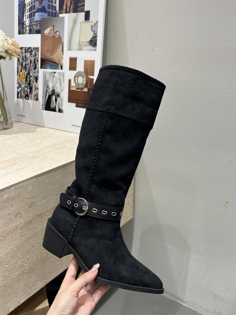 High-heeled Pointed Brown Maillard Boots Women's Shoes 2025 New Autumn and Winter Thin Long Knight Boots Women's Boots