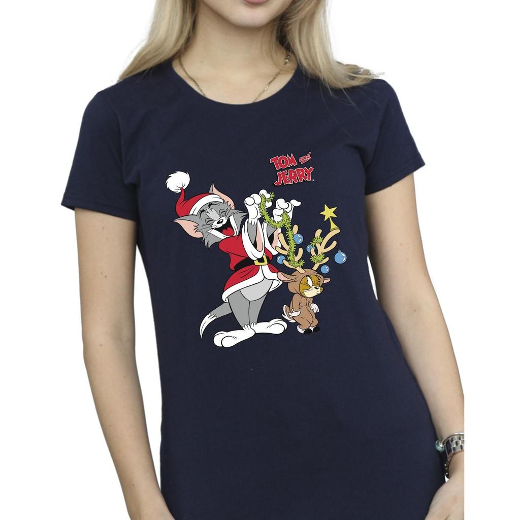 Tom & Jerry Womens/Ladies Christmas Reindeer Cotton T-Shirt