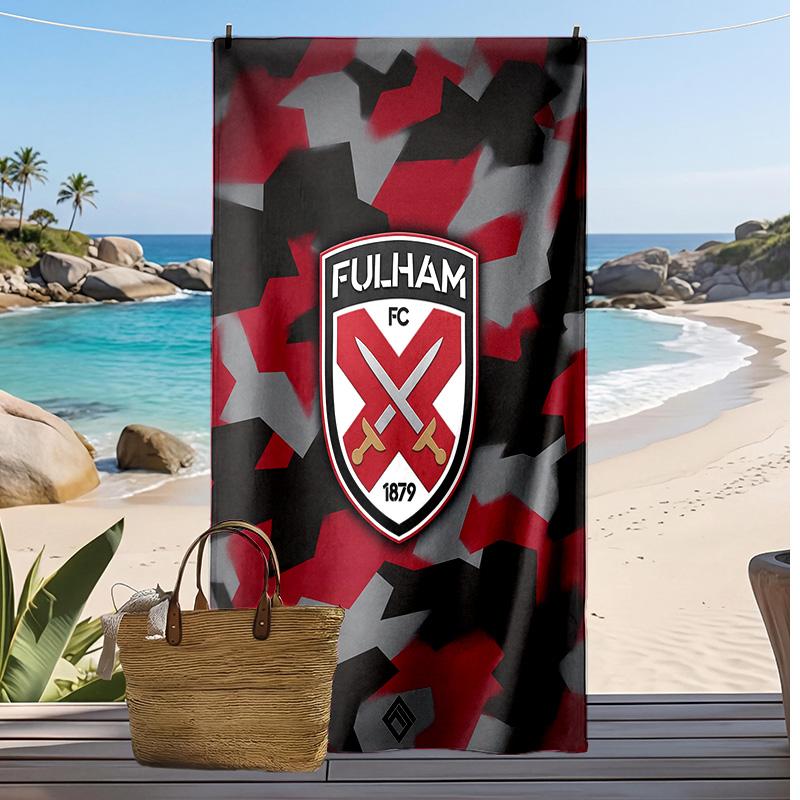 Fulham Football Print Beach Towel, Large Soft Quick Dry Towel for Beach Camping Swimming
