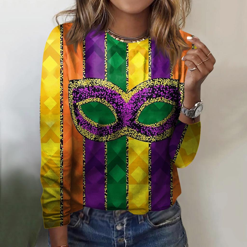 Damen Locker Bequem Lässig Mode Rundhals Weihnachts-Print Langarm Kapuzenpullover