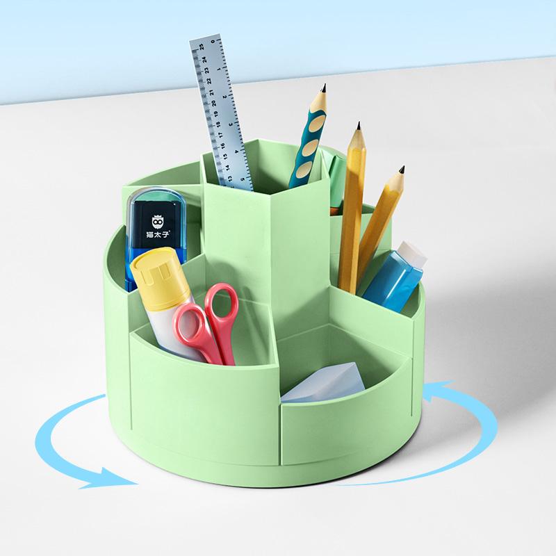 1pc 360° Rotating Pen Holder Office Student Desktop Pencil Case Storage Box School Supplies Organizer Cute Stationery