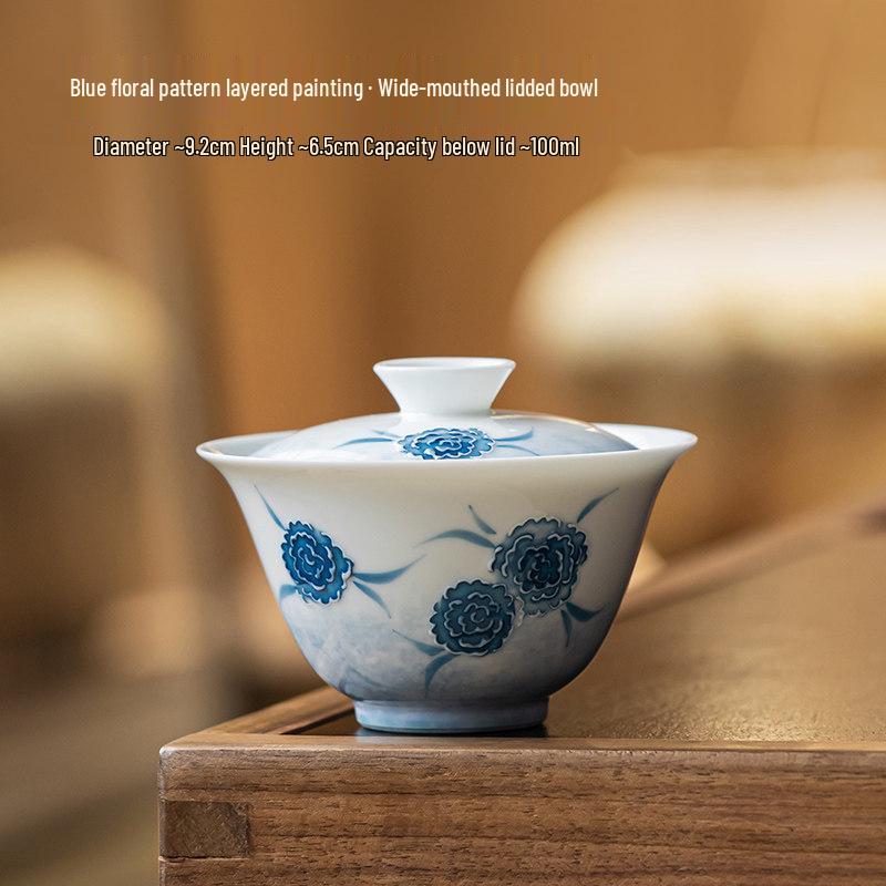 

Guanlandui Women s Easy-Grip Ceramic Gaiwan Teacup: Glazed Color, Heat-Resistant Design for Tea Brewing 100ml