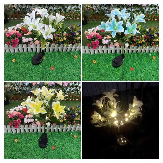 Solar Garden Lights Outdoor 7-Head Lily Light with Swaying Pole 4 Colors Waterproof Solar Powered LED String Lights for Yard Patio Pathway Energy