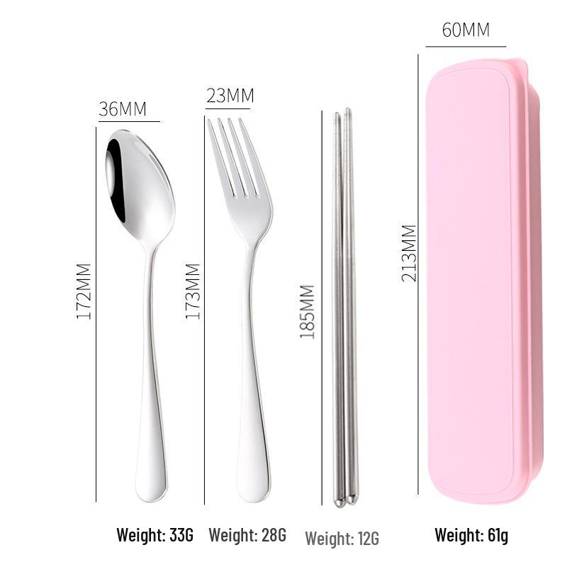 304 Stainless Steel Cutlery Set: Spoon, Fork & Chopsticks - Portable Three-Piece Set for Outdoors, Gift, or Students with Custom Logo Option