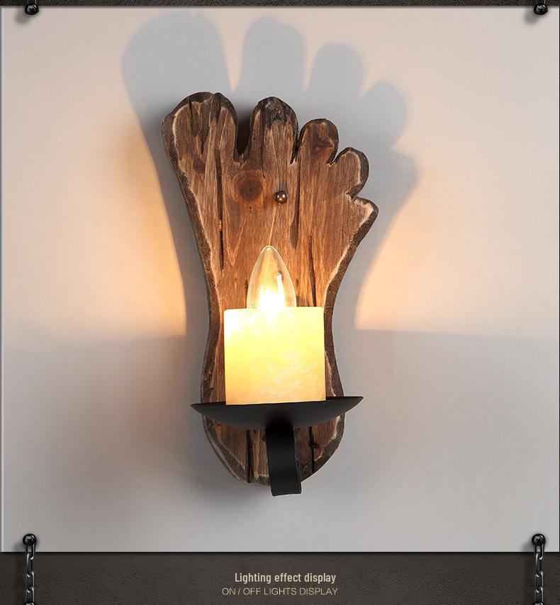 Vintage Industrial Wood Wall Lamp for Bar, Cafe, or Bedroom