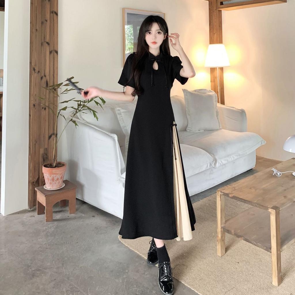 Ρούχο Καλοκαιρινό Μαύρο Μεγάλου Μεγέθους Γυναικείο Ρούχο Ρετρό Κινέζικου Στυλ