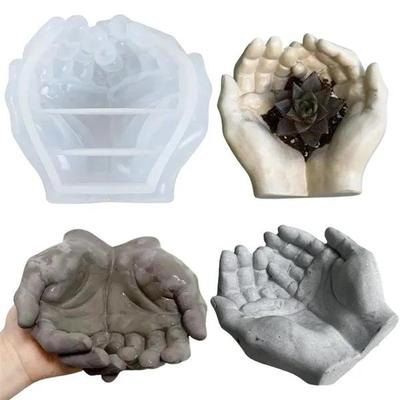 1PC Silicone Molds Epoxy Resin Concrete for DIY Hand Shaped Tray Storage Pot Home Decoration