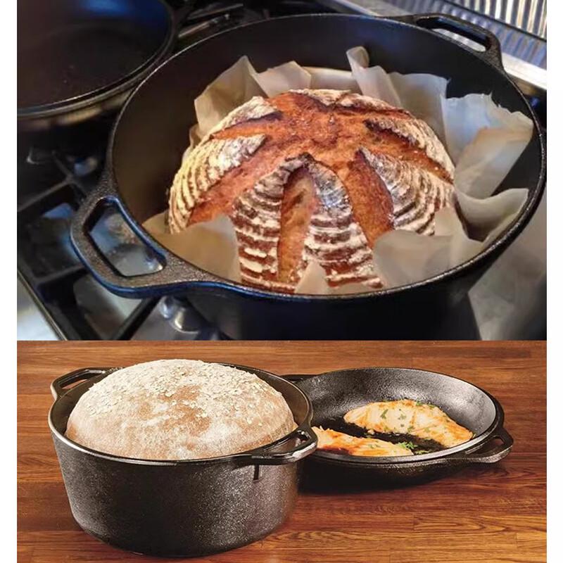 ZISIZ 26cm Cast Iron Double-Handle Multi-Purpose Pot