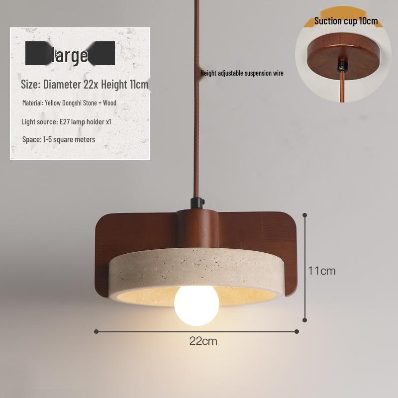 Yellow Travertine Pendant Light - Retro Cream Wabi-sabi Style for B&B, Restaurant, Bedroom, or Bedside.