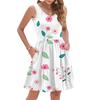 Women's Summer Fashion Casual V-neck Pleated Stitching Small Floral Print Sleeveless Vest Dress With Pockets