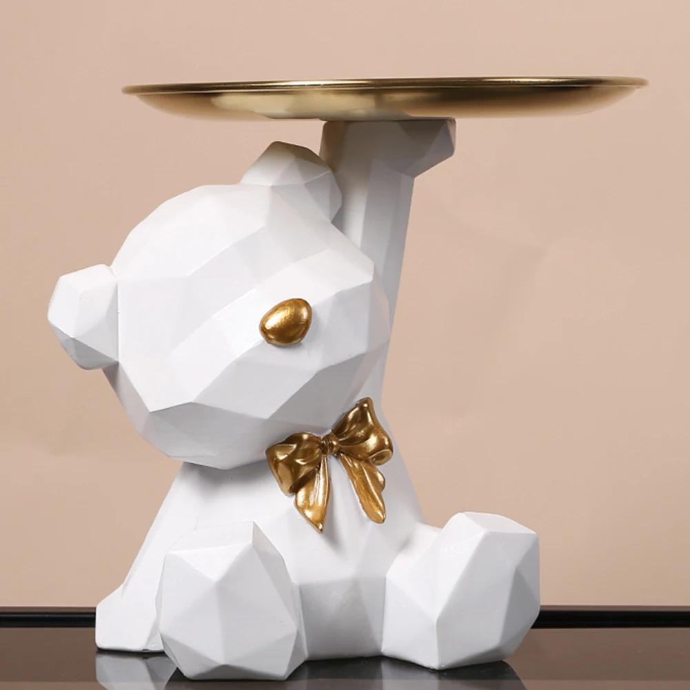 

Смола Милый Медведь Подставка для хранения Статуэтка Украшения для стола Геометрическая статуэтка медведя Вход Ремесла Декор для офиса Кофейни