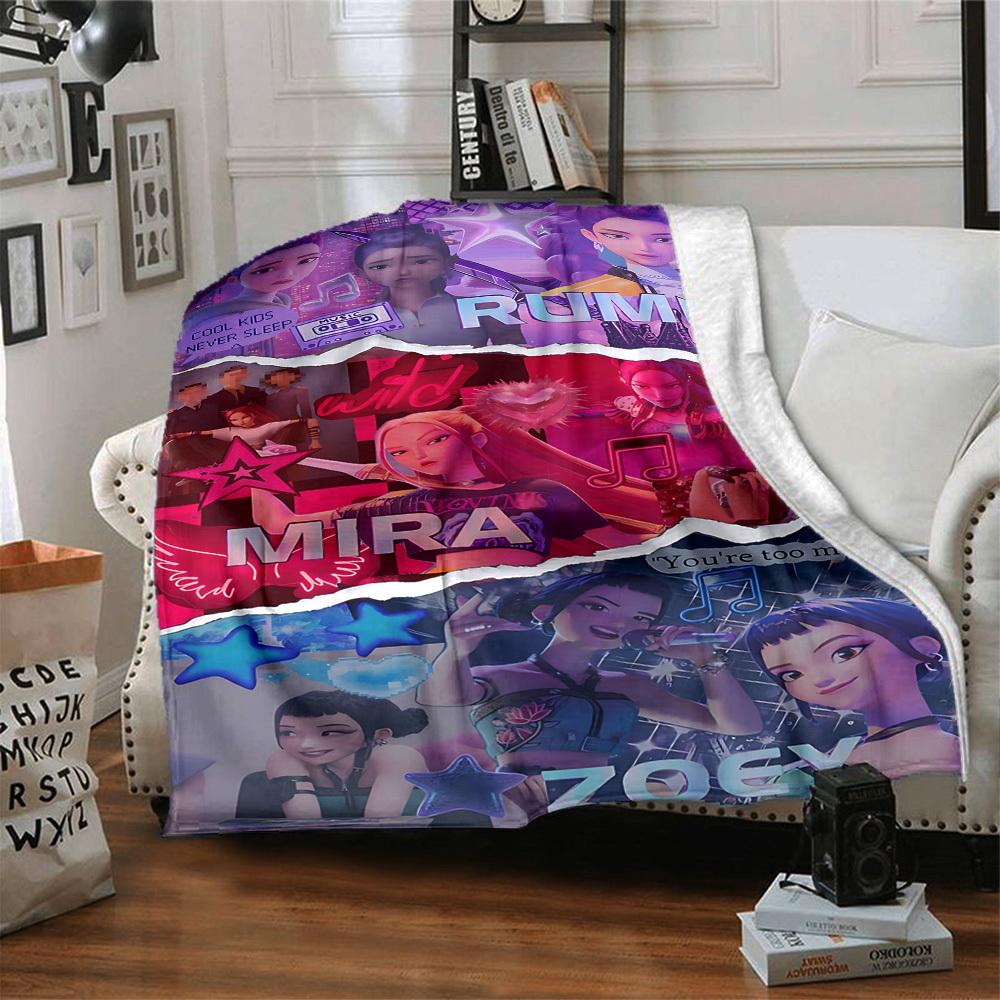 1pc Huntrix, K POP Soft Comfortable Blanket Digital Print, All Season Multipurpose Knit Fabric Bedding, Office, Sofa Home Decor Blanket