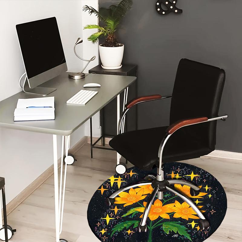 

1pc Floral Cosmic Canvas Round carpet, Made of Polyester,Perfect for Decorating Office Chairs, Living Rooms,Vibrant Decorative Rug 80cm