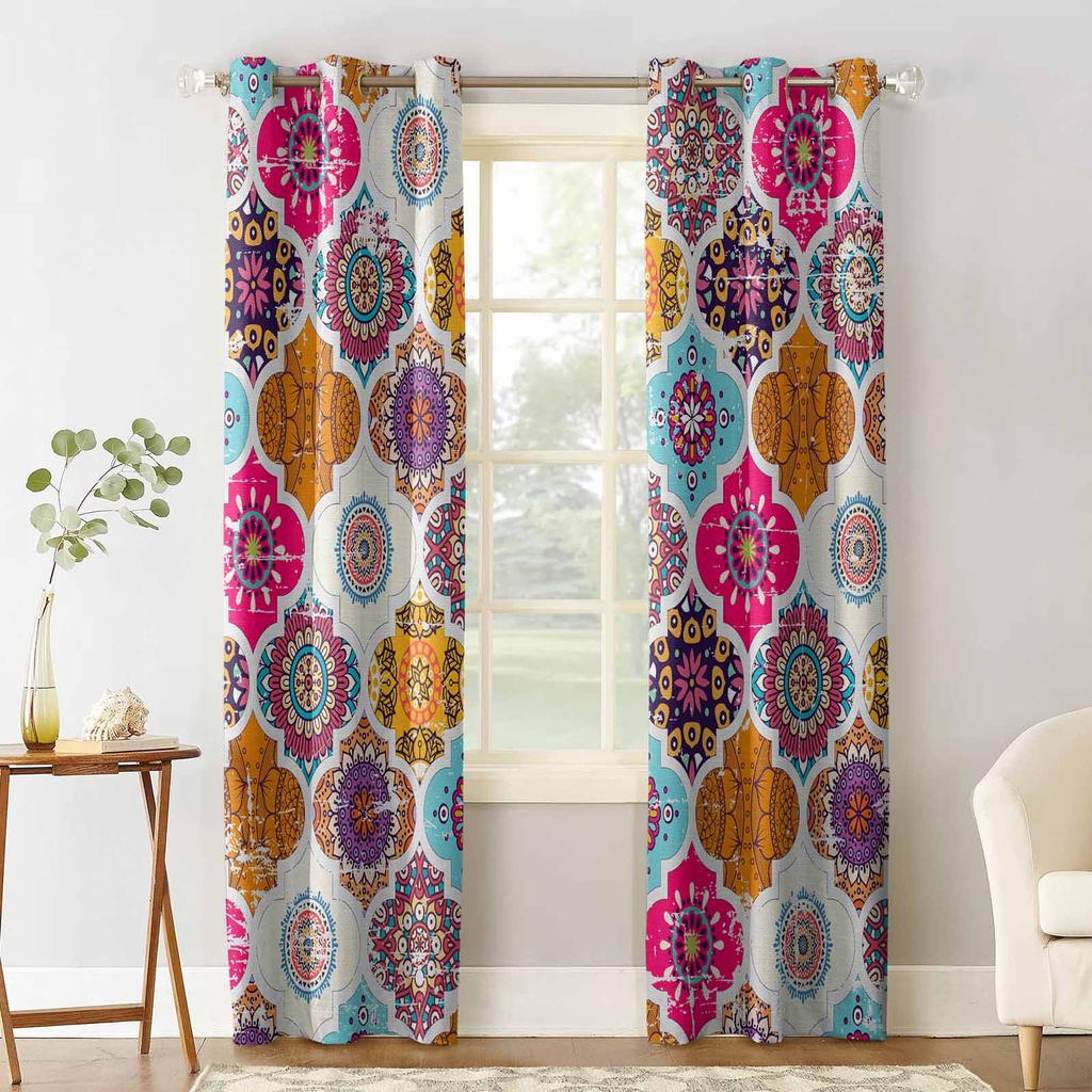 Moroccan Bohemian Mandala Vintage Pattern Blackout Curtains For Living Room Bedroom Printed Window Treatment Drapes Home Decor