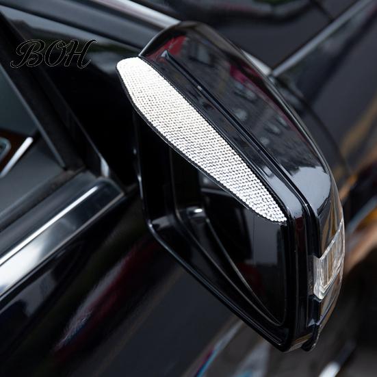 Rearview Mirror Rain Protector Rhinestone Car Side Visor Guard, Anti-Glare Rear View Exterior Decorative Accessories Eyebrows, Widened Arc Mirrors