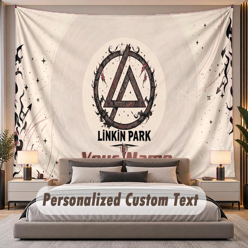 Benutzerdefinierter Namens-Text-Wandteppich Linkin Park Personalisierter Polyester-Wandteppich für Schlafzimmer und Zimmer