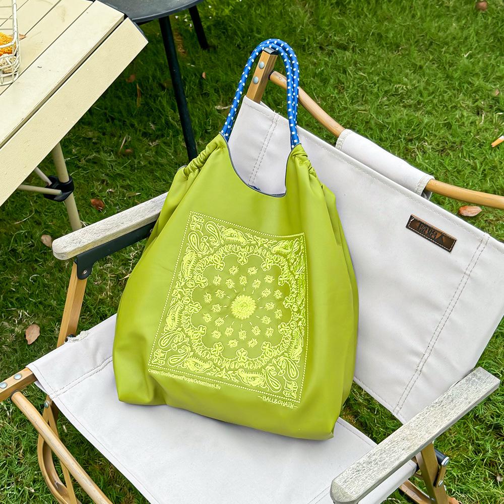 Japanese Style Embroidered Leather Tote Bag - Women's Large Capacity Shoulder Handbag