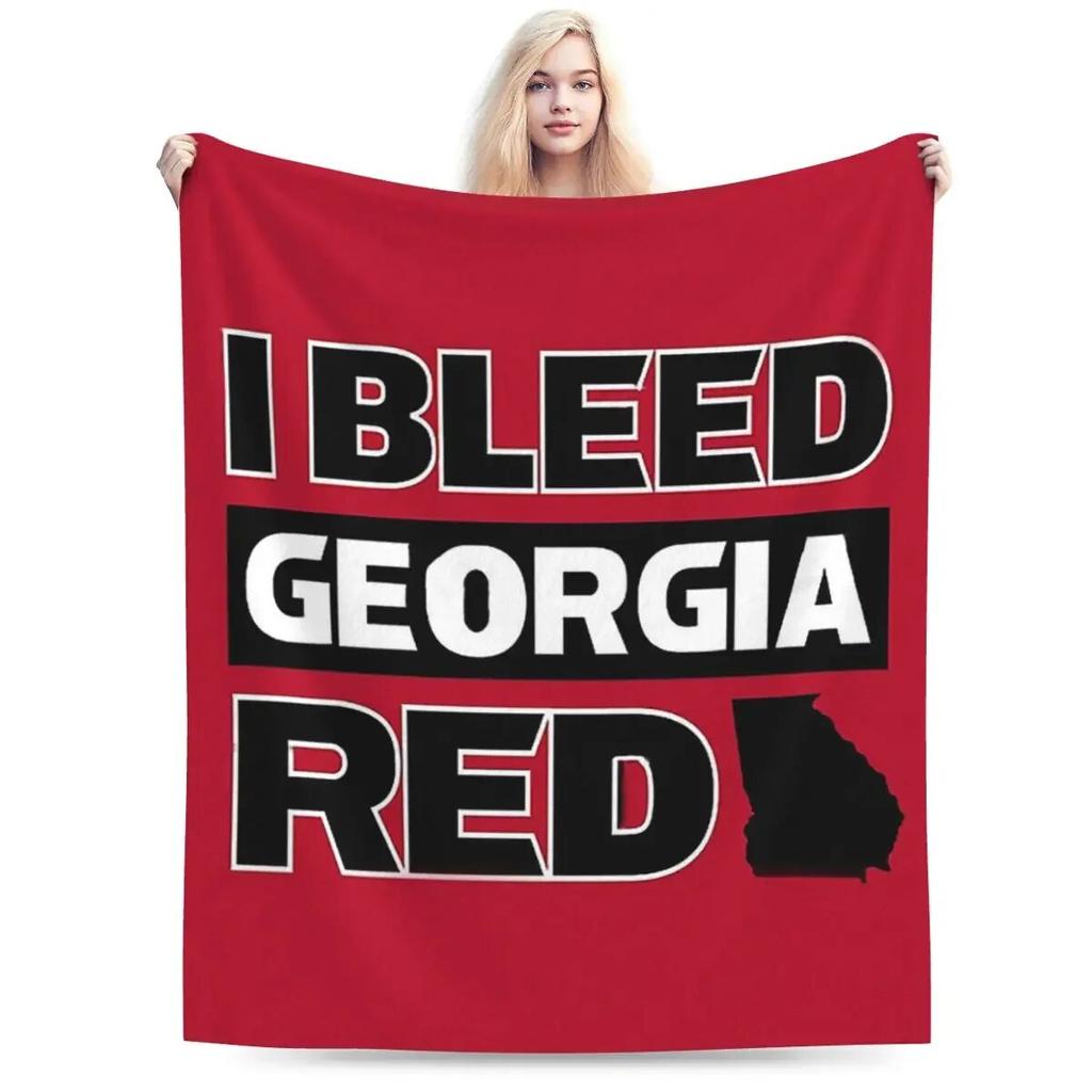 I Bleed Red Georgia UG Bulldog Pride Blankets Soft Warm Flannel Throw Blanket Plush for Bed Living Room Picnic Travel Home Sofa