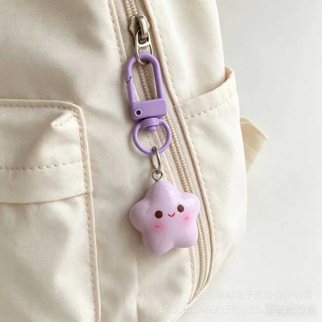 Cute Resin Five-Pointed Star Keychain Pendant - Small Gift for Best Friends, DIY Jewelry Accessory