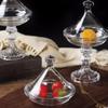 Transparent Glass Dessert Plate with Cover Tasting Plate High Footed Cake Plates Display Tray Cake Glass Cover Dim Sum Dish Bowl