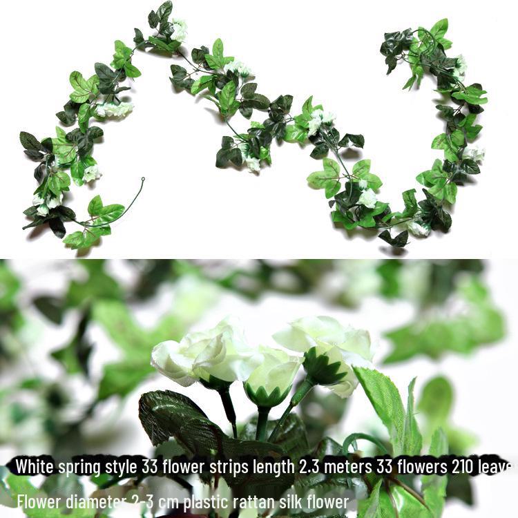 Silk and Plastic Roses Decorative Vines - Artificial Flowers for Weddings, Living Rooms, Home Ceilings, and Rattan Decor.