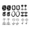 Korean Style Zirconium & Titanium Steel Unisex Stud and Hoop Earrings Fashion Set