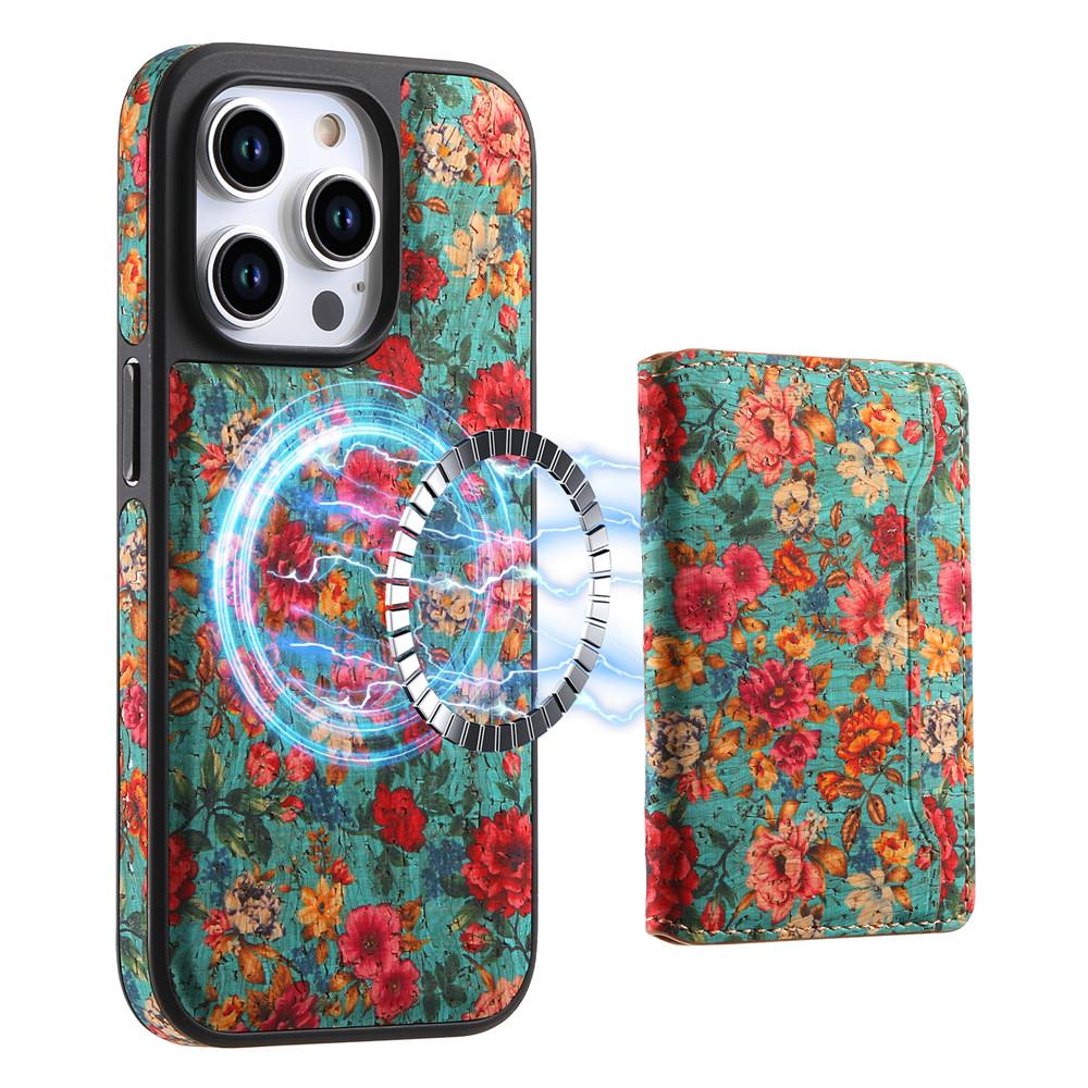 

Detachable Card Wallet Magnetic Leather Case for iPhone 15 Pro Max17 Air 16 Plus 14 Pro 13 12 Elegant Flower Style Stand Cover For iPhone12 12Pro синий