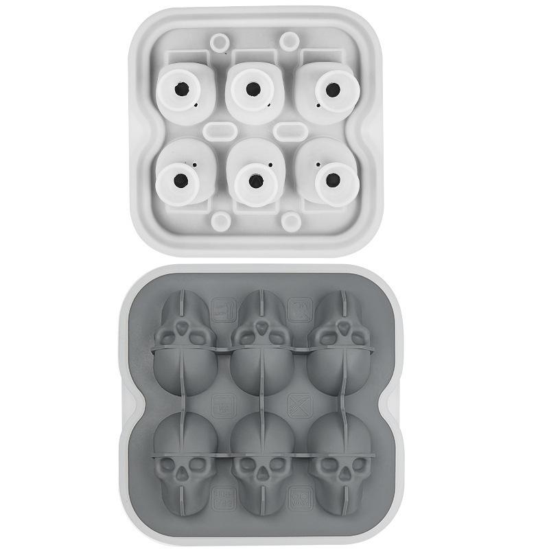 Skull Silicone Ice Cube Tray Mold: Creative DIY Halloween Ice Maker, Four-Piece Set.