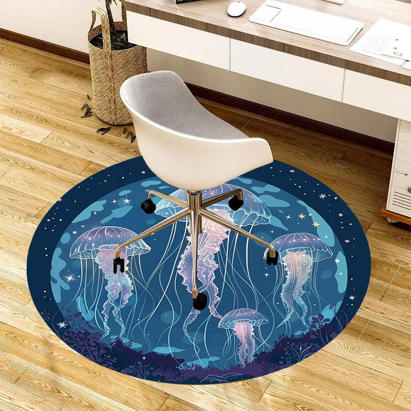 

1pc Office Carpet Chair Mats Jellyfish Ocean Night Sky Perfect for Decorating Office Chairs, Living Rooms, Or Bedrooms.YDT112 80cm by 80cm
