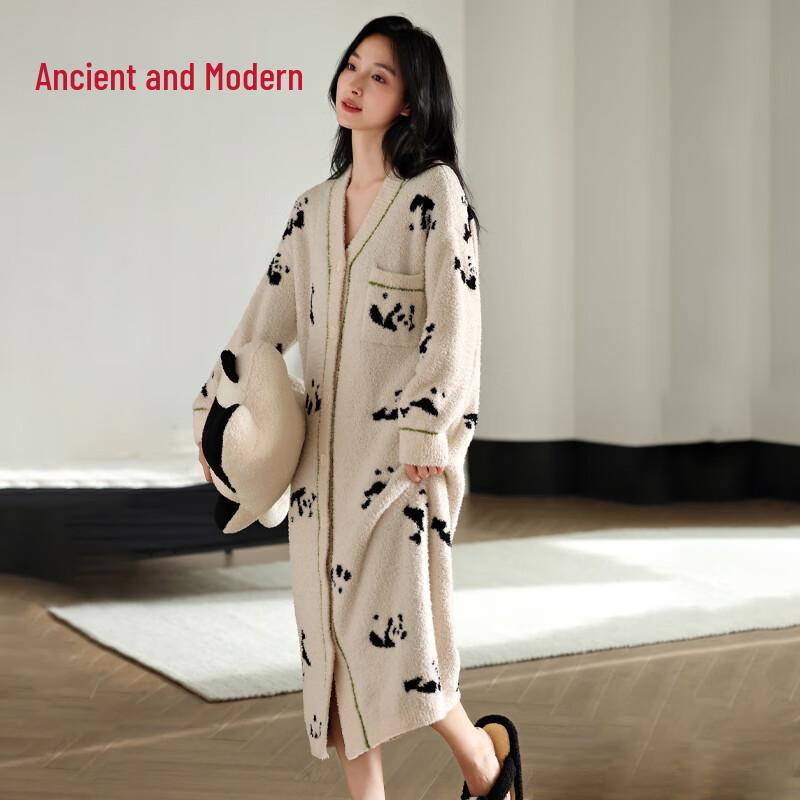 GUJIN Women s Thick Coral Fleece Warm Nightgown One Size