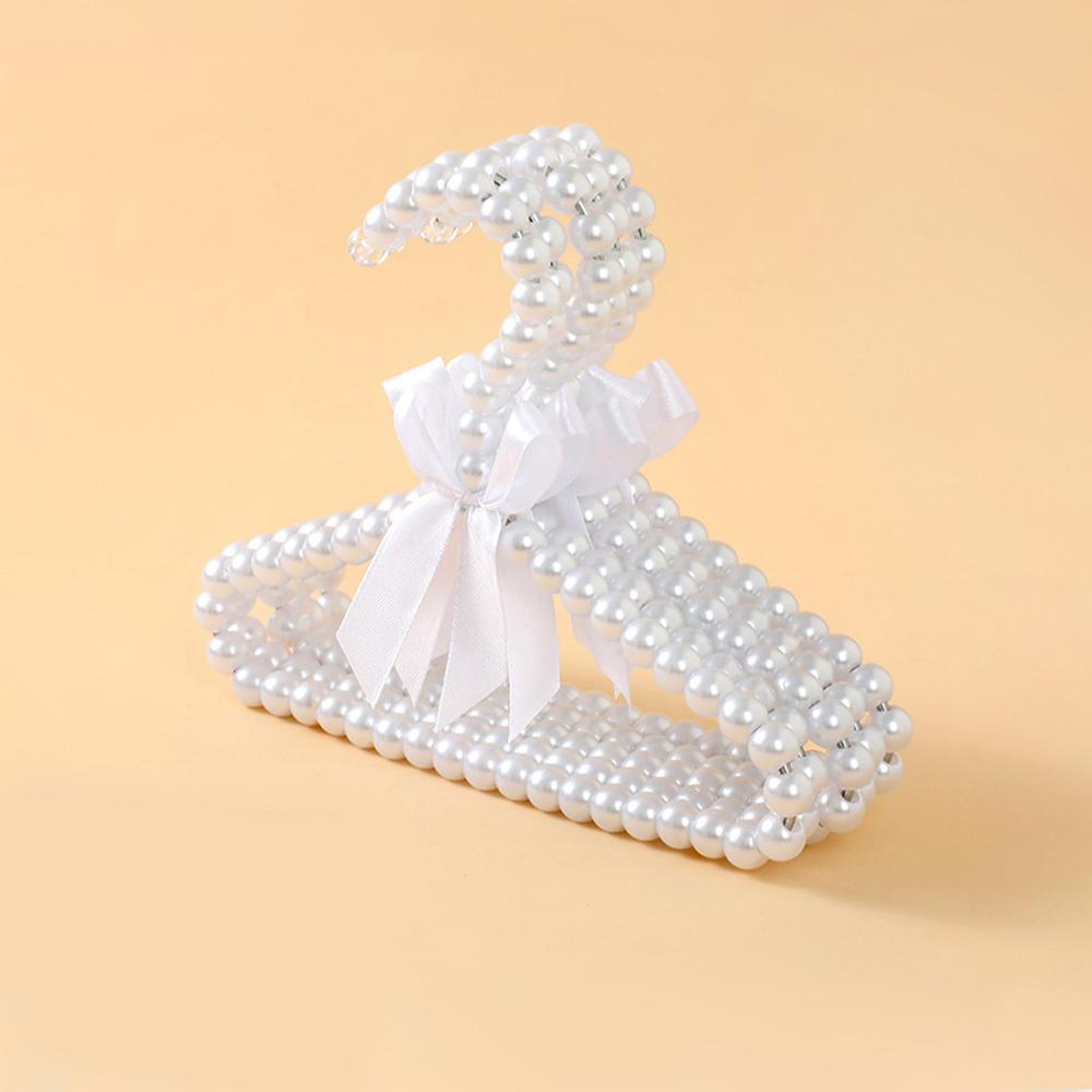5pcs Pet Clothes Hanger Artifical Pearl Bow Rack Dog Hanger Plastic Pearl Bead Clothes Hangers Cat Clothing Kid Hangers Orga