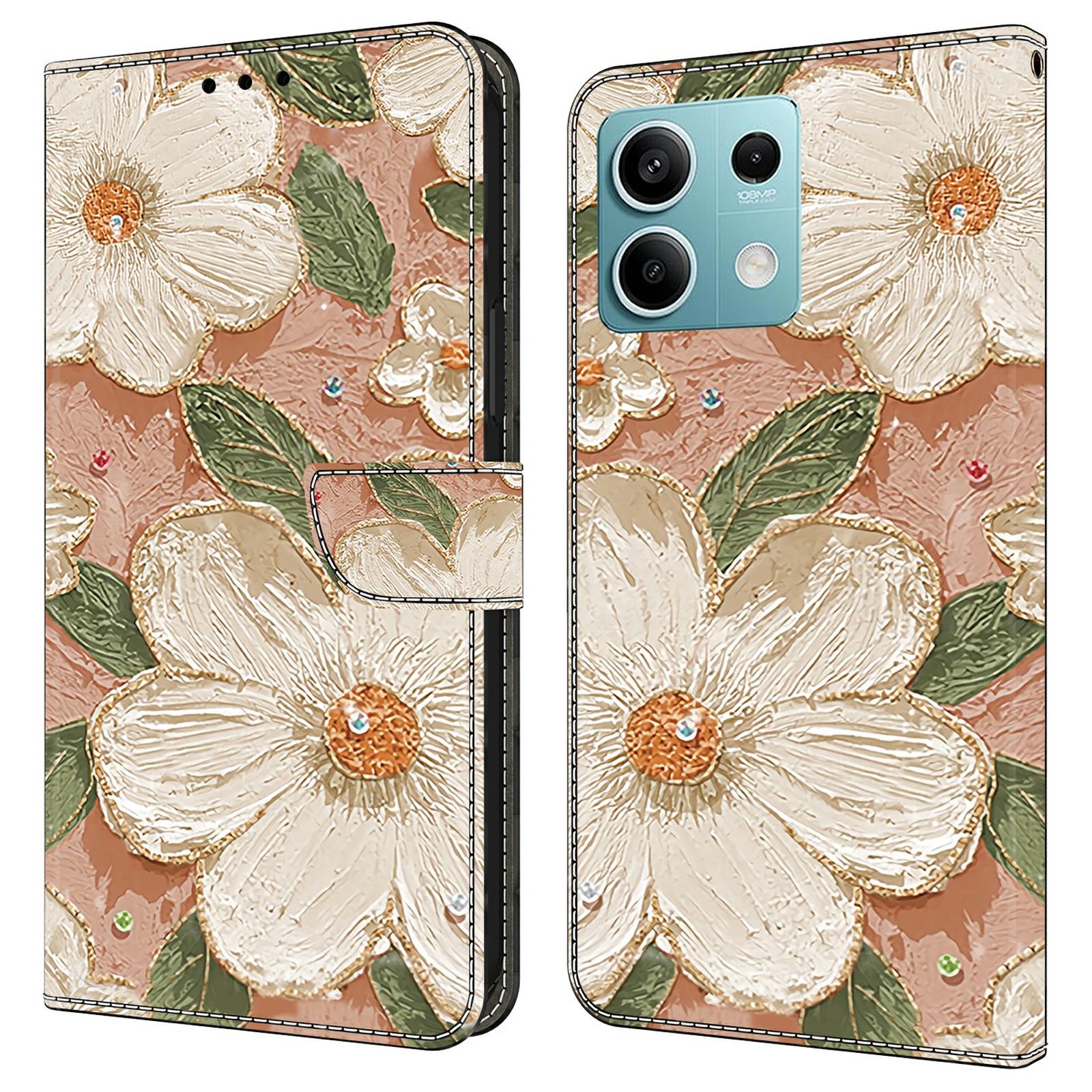 

Для Xiaomi Redmi Note 13 5G Чехол с рисунком Печать Противоударный Кожаный Чехол-книжка Кошелек Чехол для телефона Beige Flowers