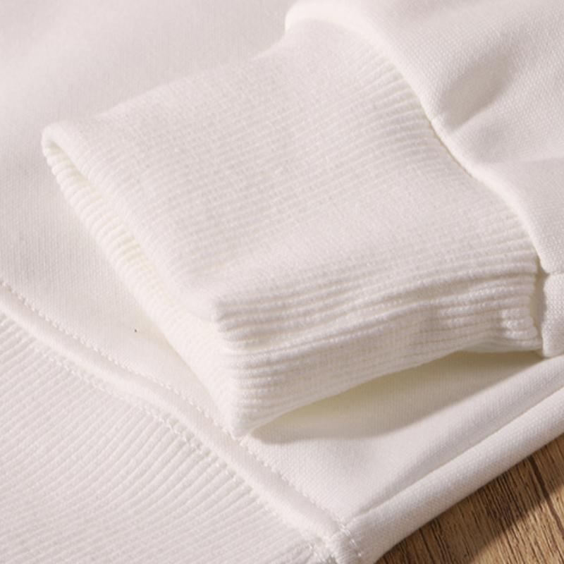 320g Yuvarlak Yaka Kapşonlu Erkek ve Kadın Sonbahar ve Kış Düz Renk Bol Büyük Beden Tişört Uzun Kollu Üst