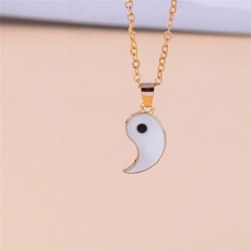 Cute Enamel Traditional Chinese Tai Chi Pendant Necklace for Couple Lovers Necklaces Chain Birthday Jewelry Gift