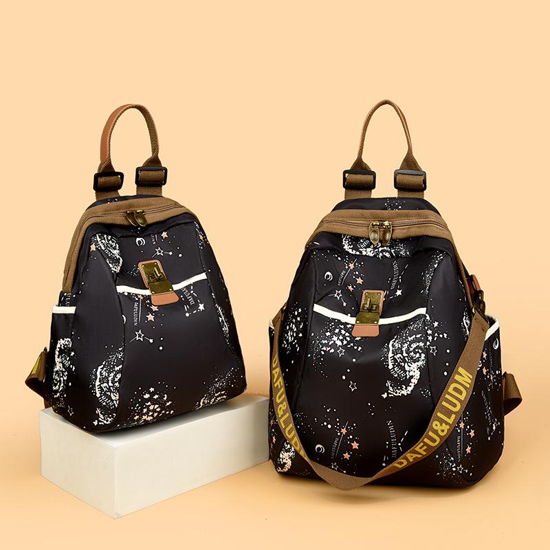 Schoolbag1011 New Export Women's Print Multi-functional Backpack Women's Bag Jixiang Casual Schoolbag Versatile Backpack