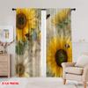 2pcs,2D Plane Printing Curtains Roller Blinds Sunflower Bliss Polyester Woven (without Rod) Outdoor Decorations Use for Bedroom